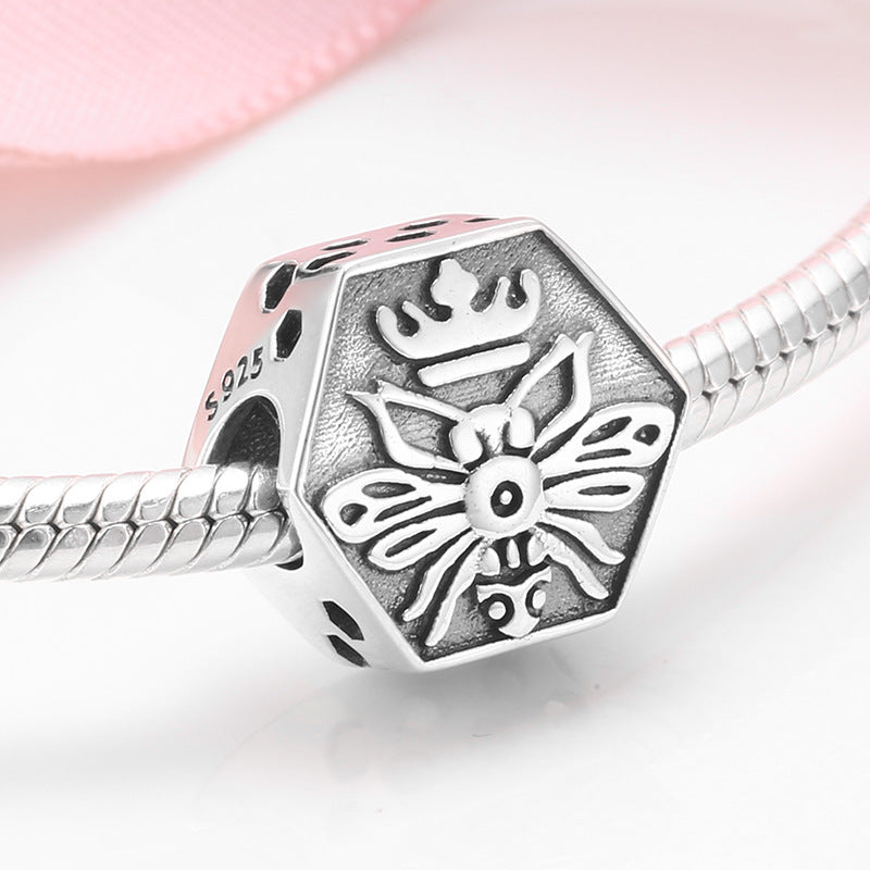 S925 Sterling Silver Bee Bead Pendant