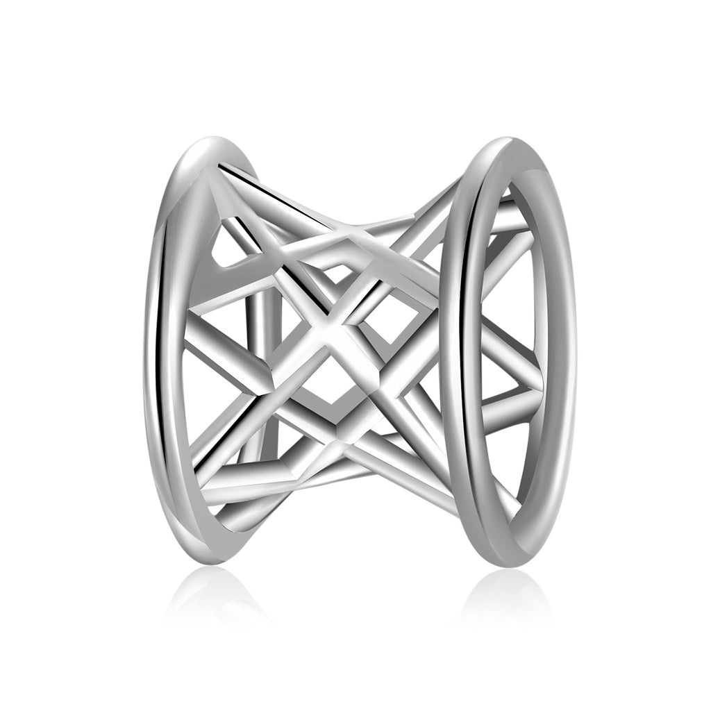 S925 Sterling Silver Geometric Hollow Bead Pendant