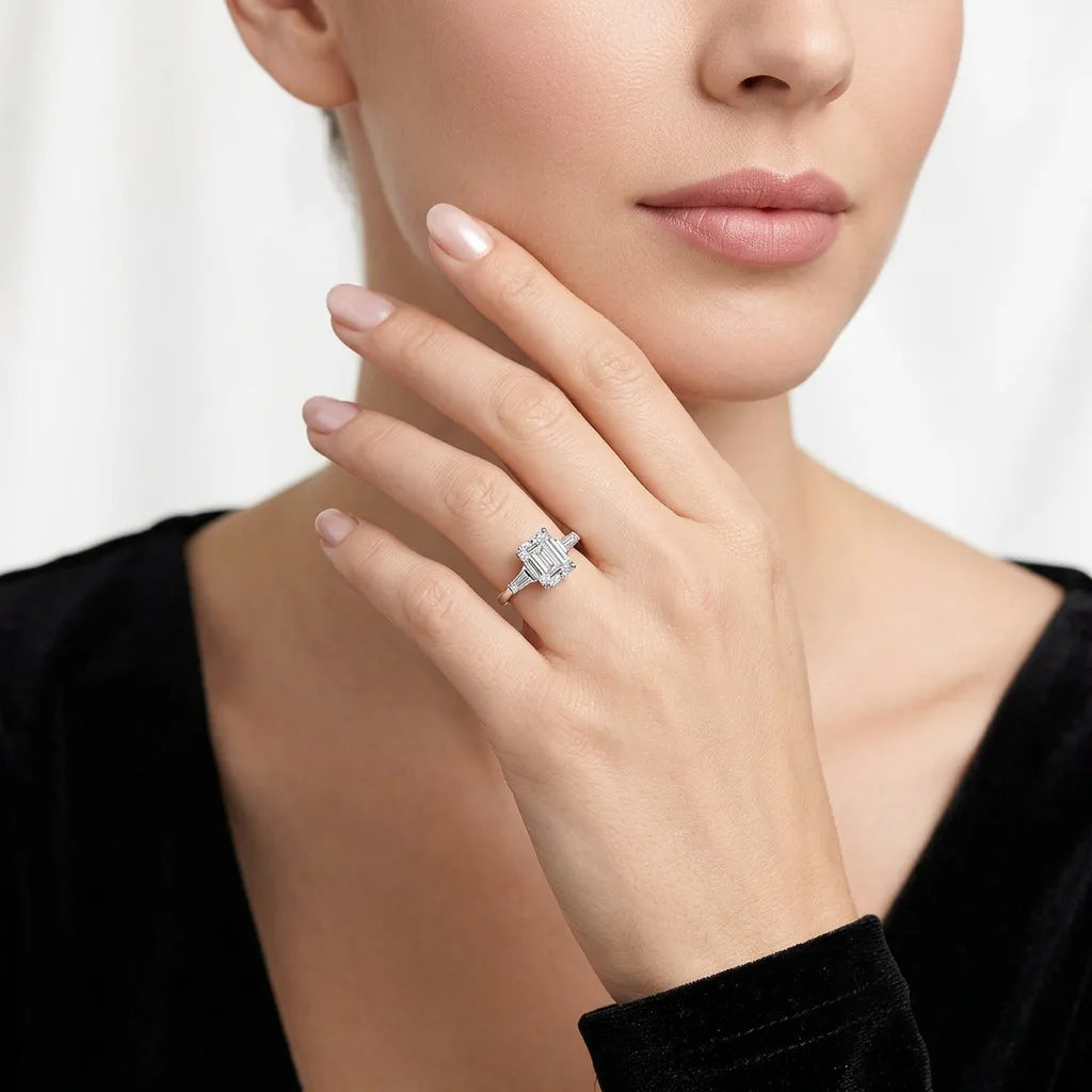 S925 Silver Statement Moissanite Stackable Ring
