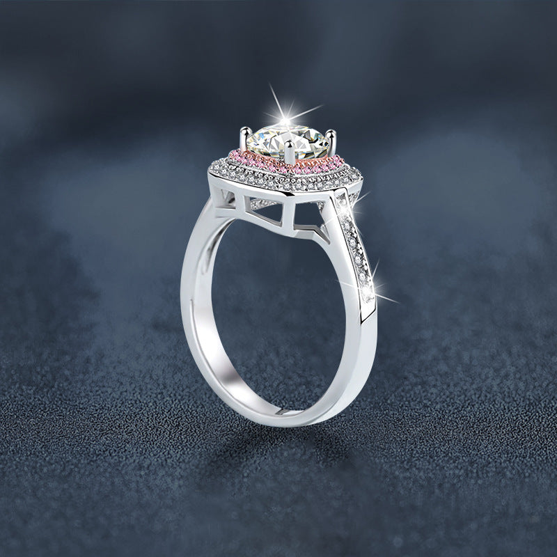 S925 Sterling Silver Sugar Cube Moissanite Ring