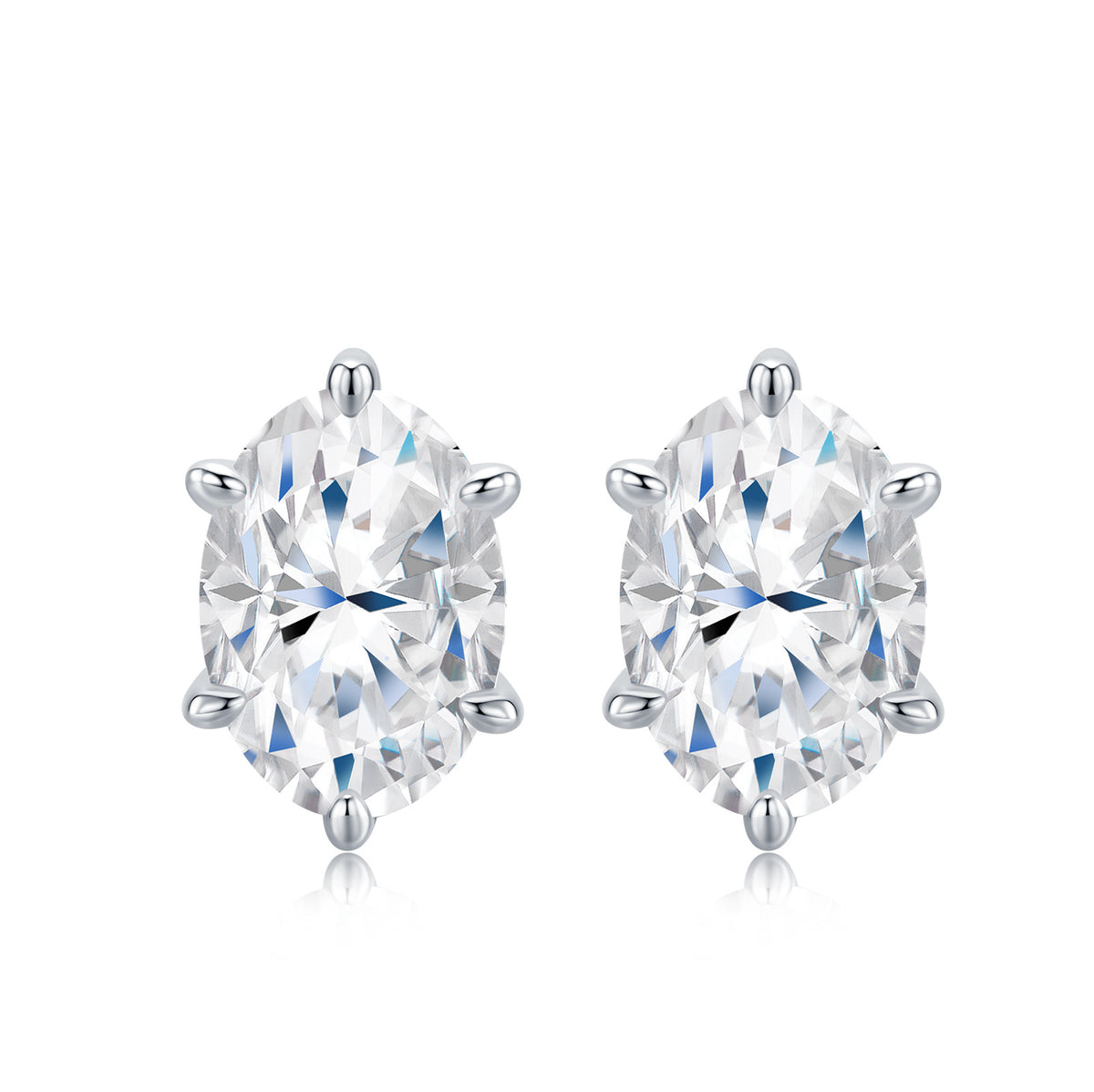 S925 Silver Oval Moissanite Stud Earrings