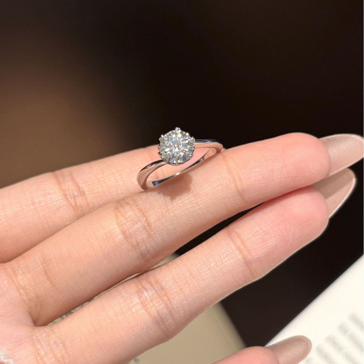 S925 Silver Six-Prong Moissanite Ring