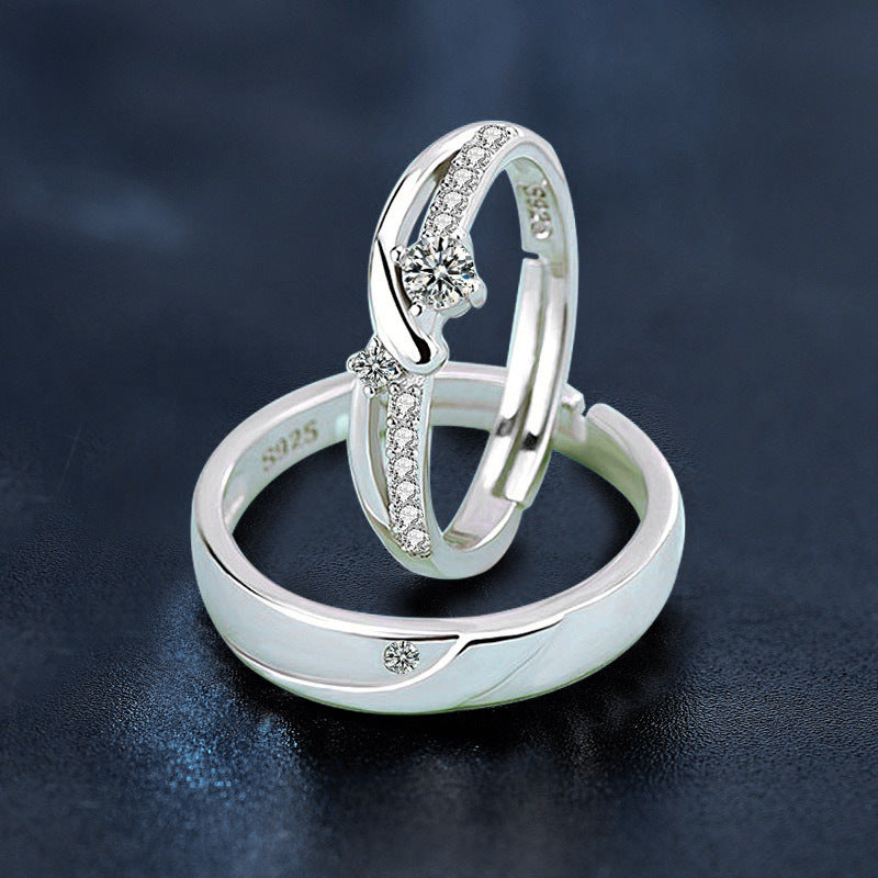 925 Sterling Silver Möbius Strip Moissanite Couple Rings
