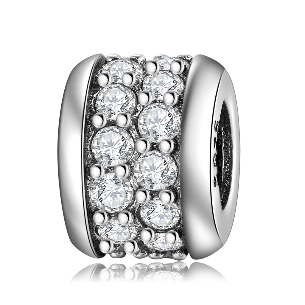 S925 Sterling Silver Full Zircon Inlaid Ring Bead Pendant