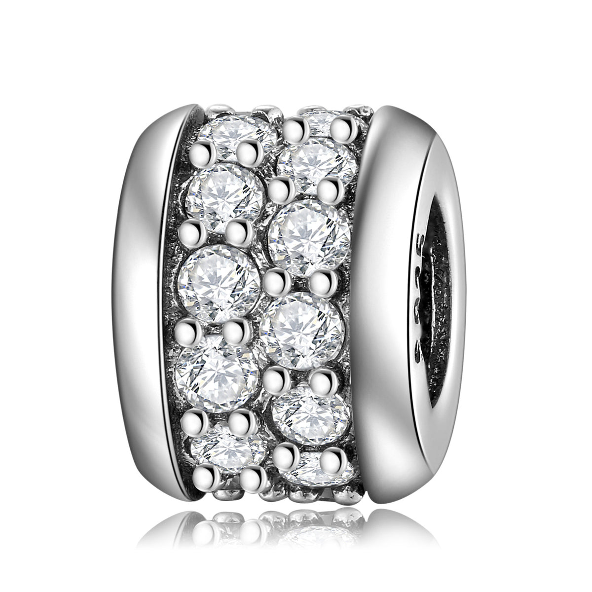S925 Sterling Silver Full Zircon Inlaid Ring Bead Pendant