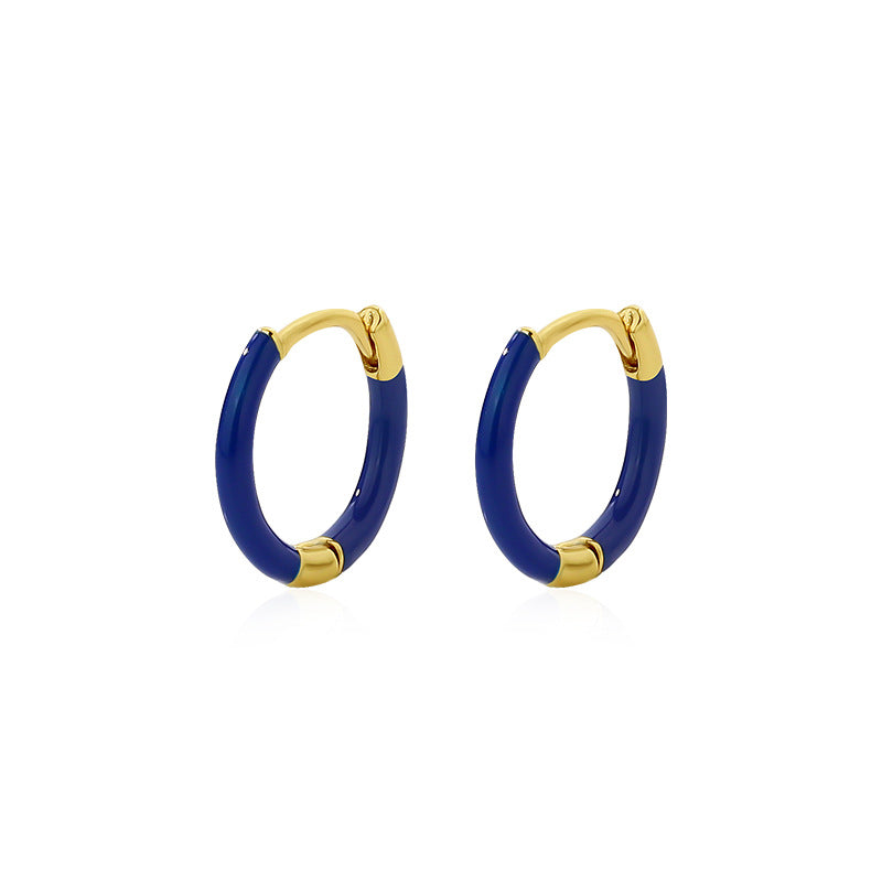 925 Sterling Silver Blue Enamel Drop Earrings