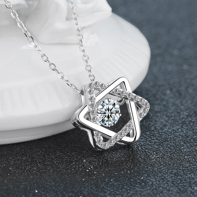 S925 Sterling Silver Moissanite Hexagram Pendant Necklace