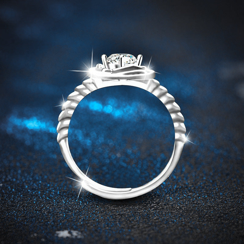 S925 Sterling Silver Dragon Tail Moissanite Ring