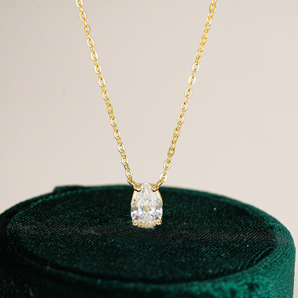 Pear Cut Moissanite Solitaire Necklace in 925 Sterling Silver