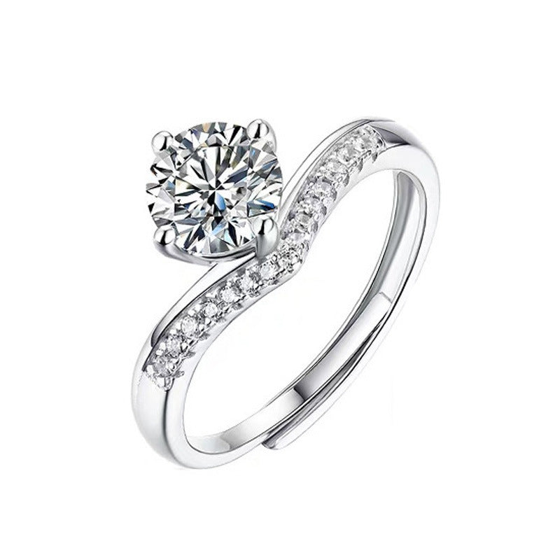S925 Sterling Silver Heart Moissanite Ring