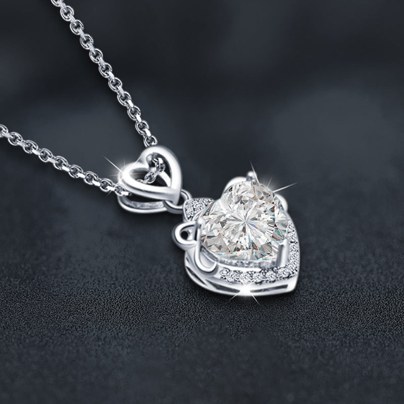 S925 Sterling Silver Moissanite Love Pendant Necklace