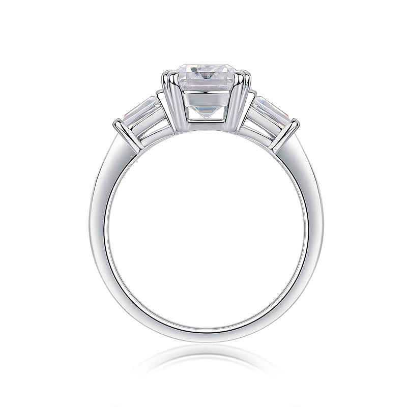 S925 Silver Statement Moissanite Stackable Ring
