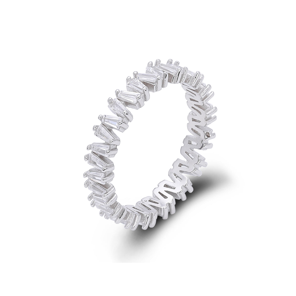 925 Sterling Silver Korean-Style V-Shaped Ring with Inlaid Zirconia
