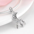 S925 Sterling Silver Moon Hollow Inlaid Zirconium Tassel Leaf Pendant