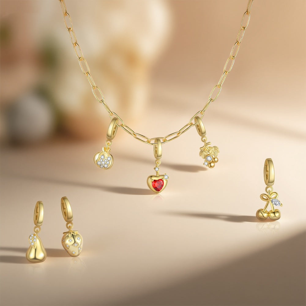 S925 Sterling Silver and Zircon Fruit Pendant