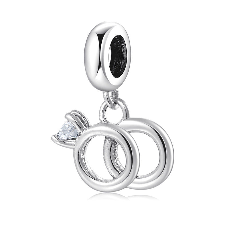 S925 Sterling Silver Wedding Ring Zircon Pendant