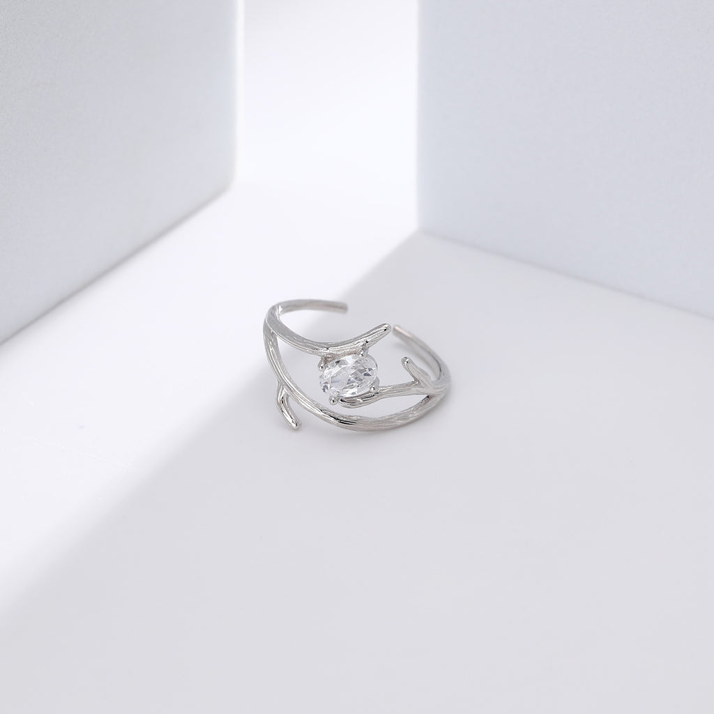 S925 Sterling Silver Ring, Korean Fashion Trendsetter, Exquisite Stone Setting, Adjustable Opening