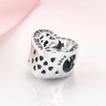 S925 Sterling Silver Loving Heart Hollow Zircon Trim Bead Pendant