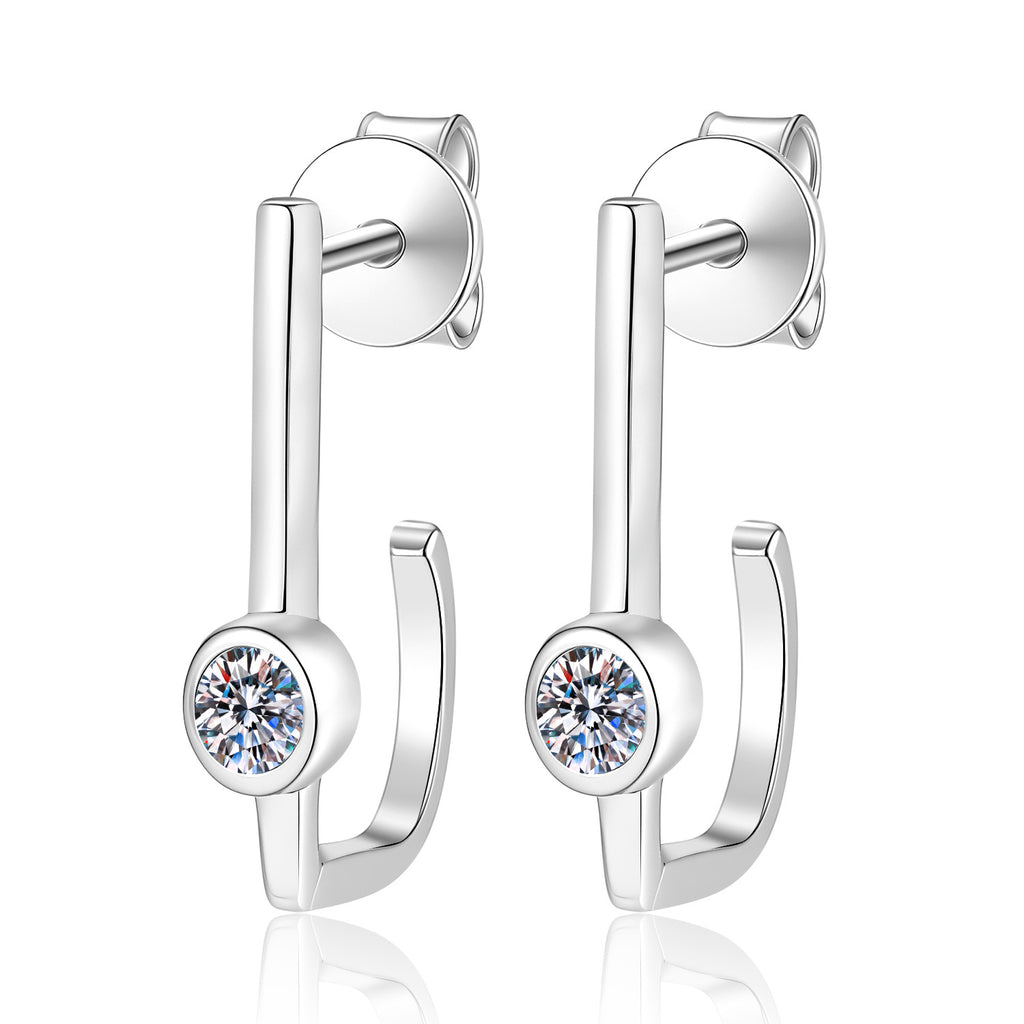 S925 Sterling Silver Geometric Moissanite Stud Earrings
