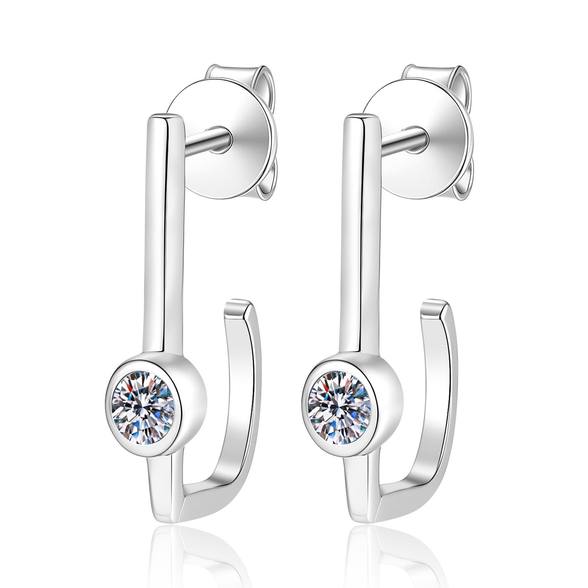 S925 Sterling Silver Geometric Moissanite Stud Earrings