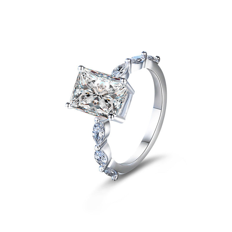 S925 Silver Morganite Rectangular shaped Elegant Shining Ring