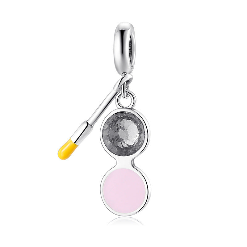 S925 Sterling Silver Cosmetics Powder Inlaid Zircon Pendant