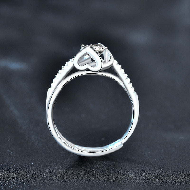 S925 Sterling Silver “Angel‘s Kiss” Moissanite Engagement Ring