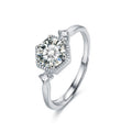 S925 Sterling Silver Moissanite Six Prong Ring