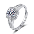 925 Sterling Silver Moissanite Double Row Square Ring