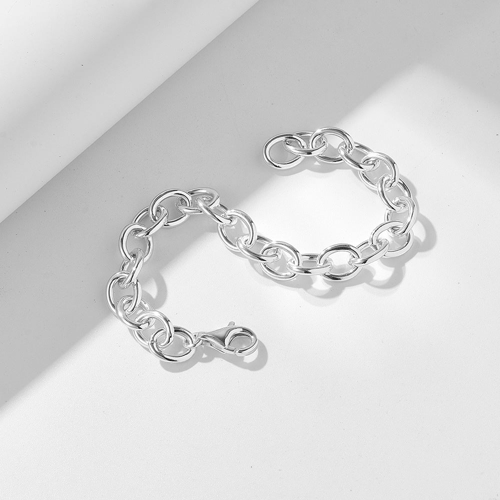 S925 Sterling Silver Heavy Industry Circle Bracelet