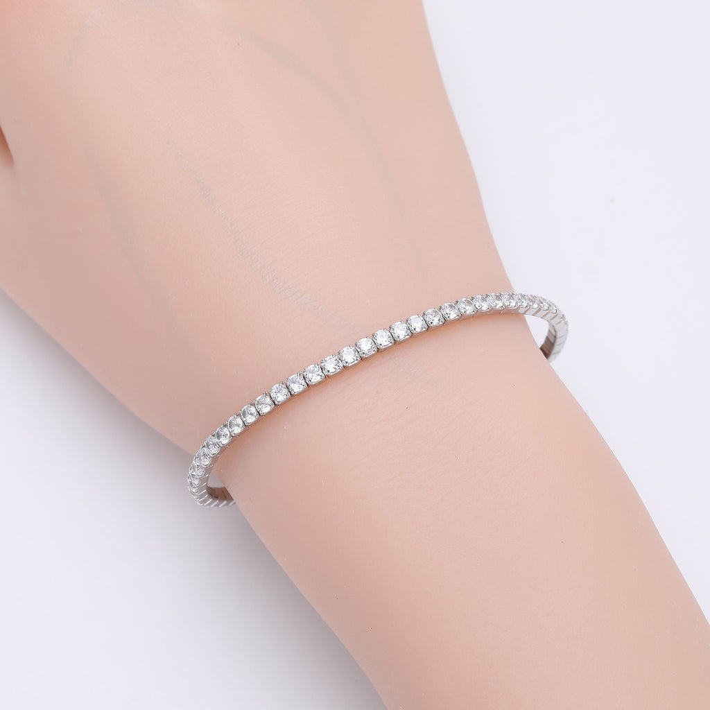 S925 Sterling Silver Four-Prong Cubic Zirconia Bracelet