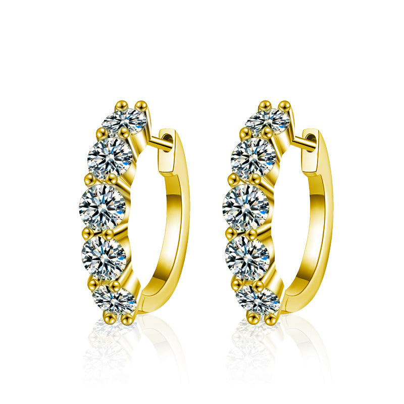 925 Sterling Silver Round Earrings Full of Diamonds and Moissanite