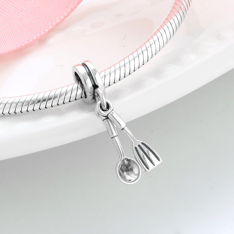 S925 Sterling Silver Spoon and Fork Pendant
