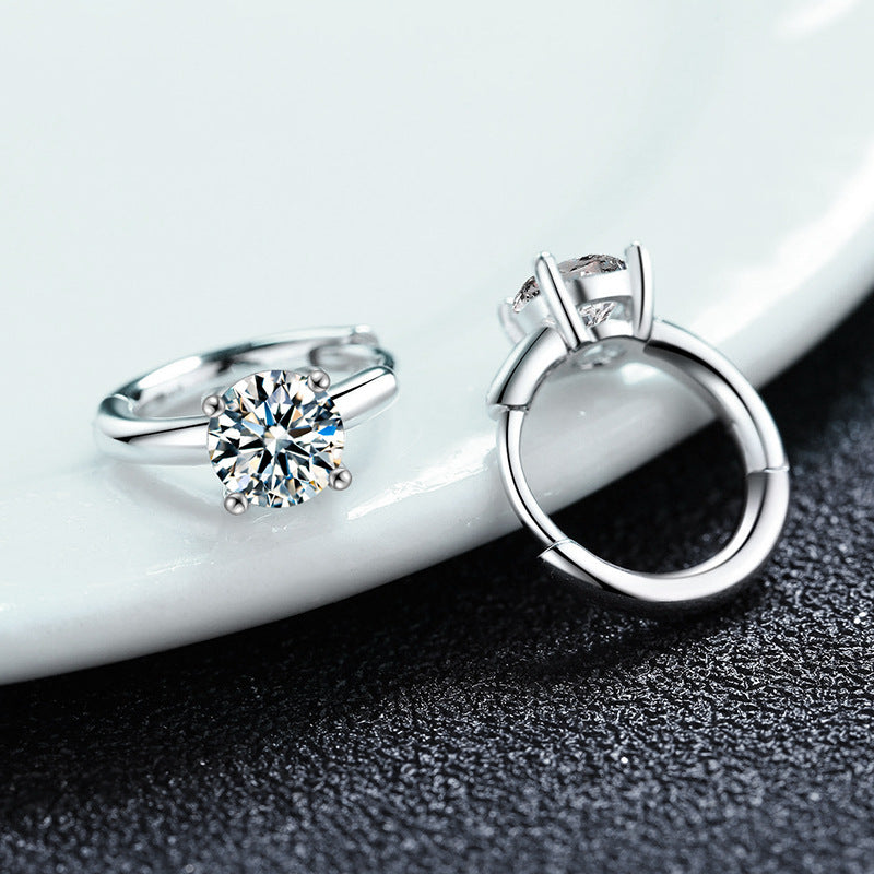 S925 Sterling Silver Moissanite Classic Four-Prong Stud Earrings