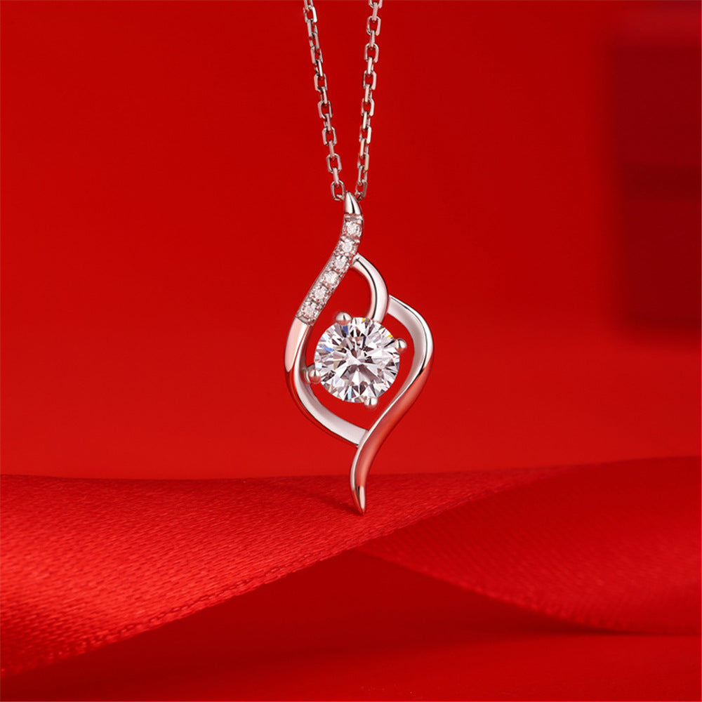 S925 Sterling Silver Necklace with Ultra-Sparkling Moissanite