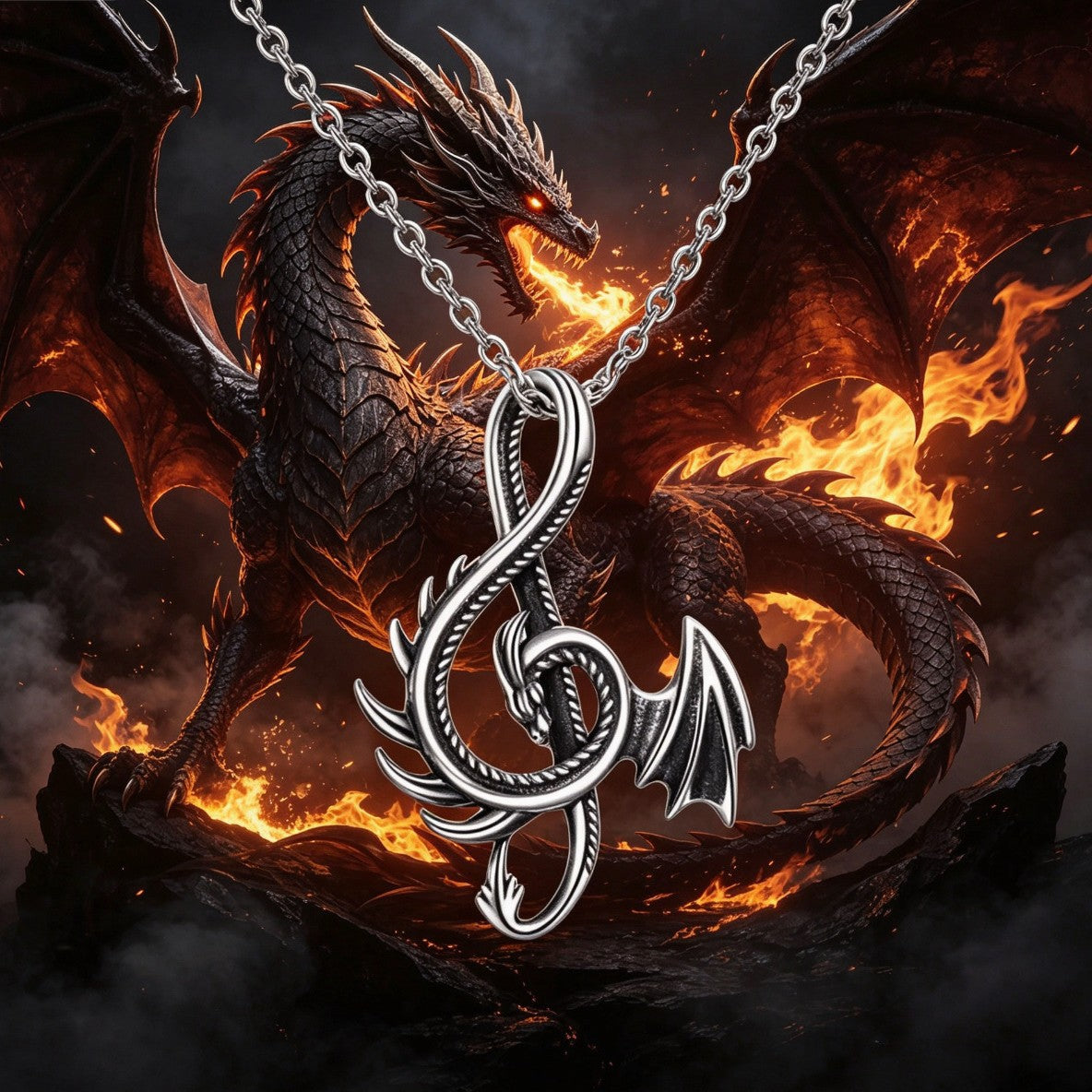 S925 Silver Vintage-Style Flying Dragon Halloween Necklace