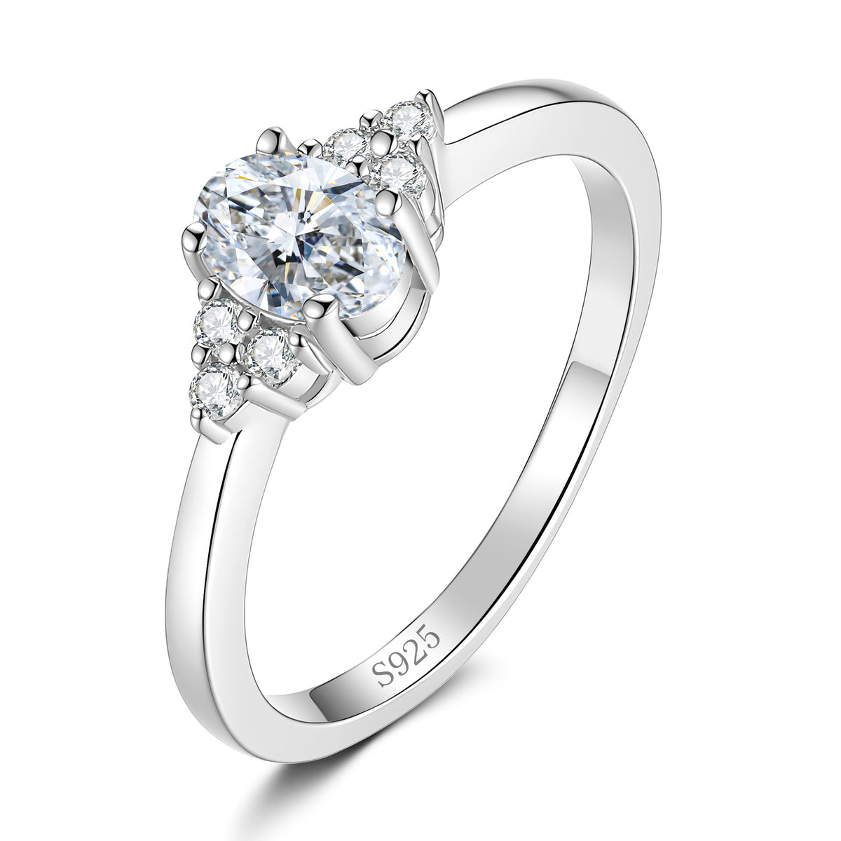 S925 Silver D-Color Moissanite Four-Prong "Pigeon's Egg" Ring