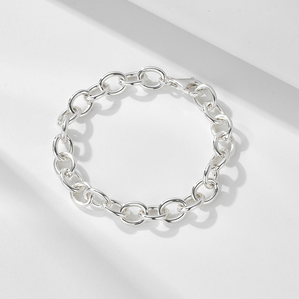 S925 Sterling Silver Heavy Industry Circle Bracelet