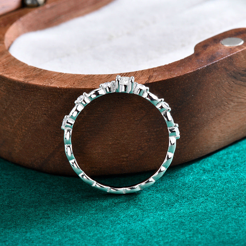 S925 Sterling Silver Lace Moissanite Pile Diamond Ring