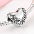 S925 Sterling Silver Loving Heart Wings Beaded Pendant