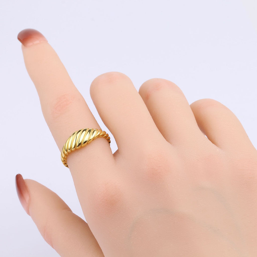 European and American style croissant twisted open ring S925 sterling silver