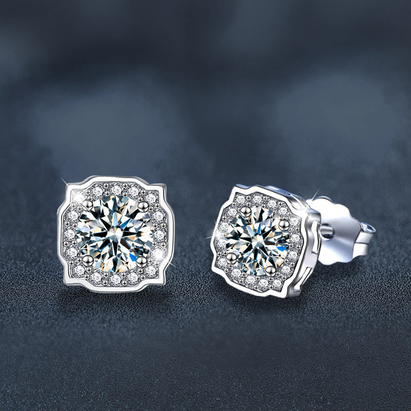 Moissanite & S925 Silver Square Stud Earrings (Harry Winston Style)