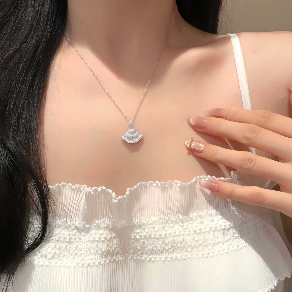 S925 Sterling Silver Moissanite "Princess's Skirt" Necklace