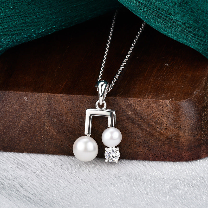 S925 Sterling Silver Moissanite Pearl Necklace