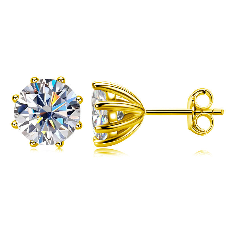 Moissanite S925 Sterling Silver Eight-Prong Stud Earrings