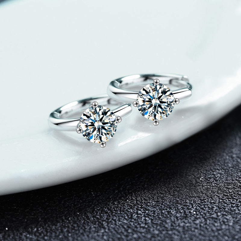 Moissanite minimalist classic four-prong earrings, versatile style