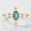S925 Sterling Silver Gold-Plated London Blue Topaz Ring