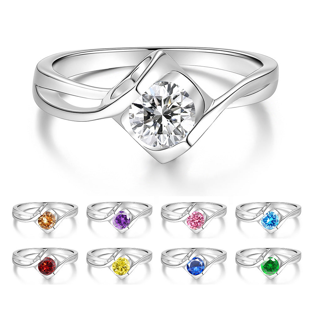 S925 Twisted Ring with Colored Moissanite