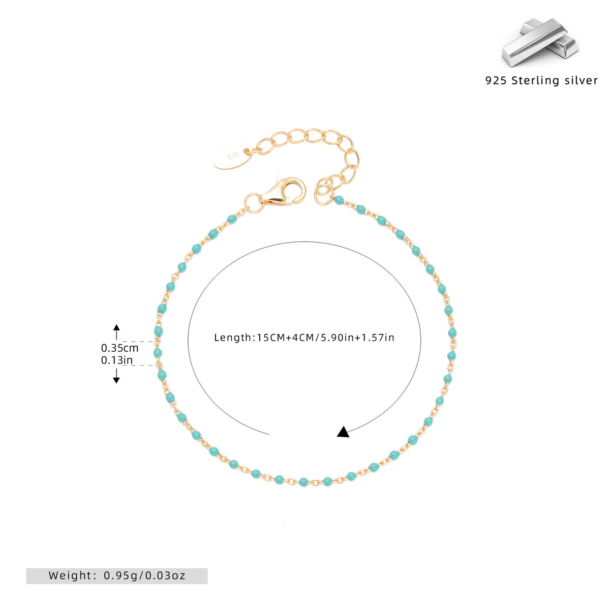 S925 Sterling Silver Bracelet with Colorful Enamel Detail