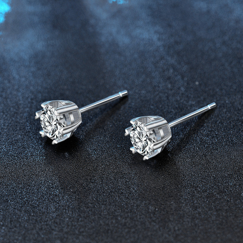 Star of David Snowflake Earrings — Moissanite & 925 Sterling Silver Christmas Studs